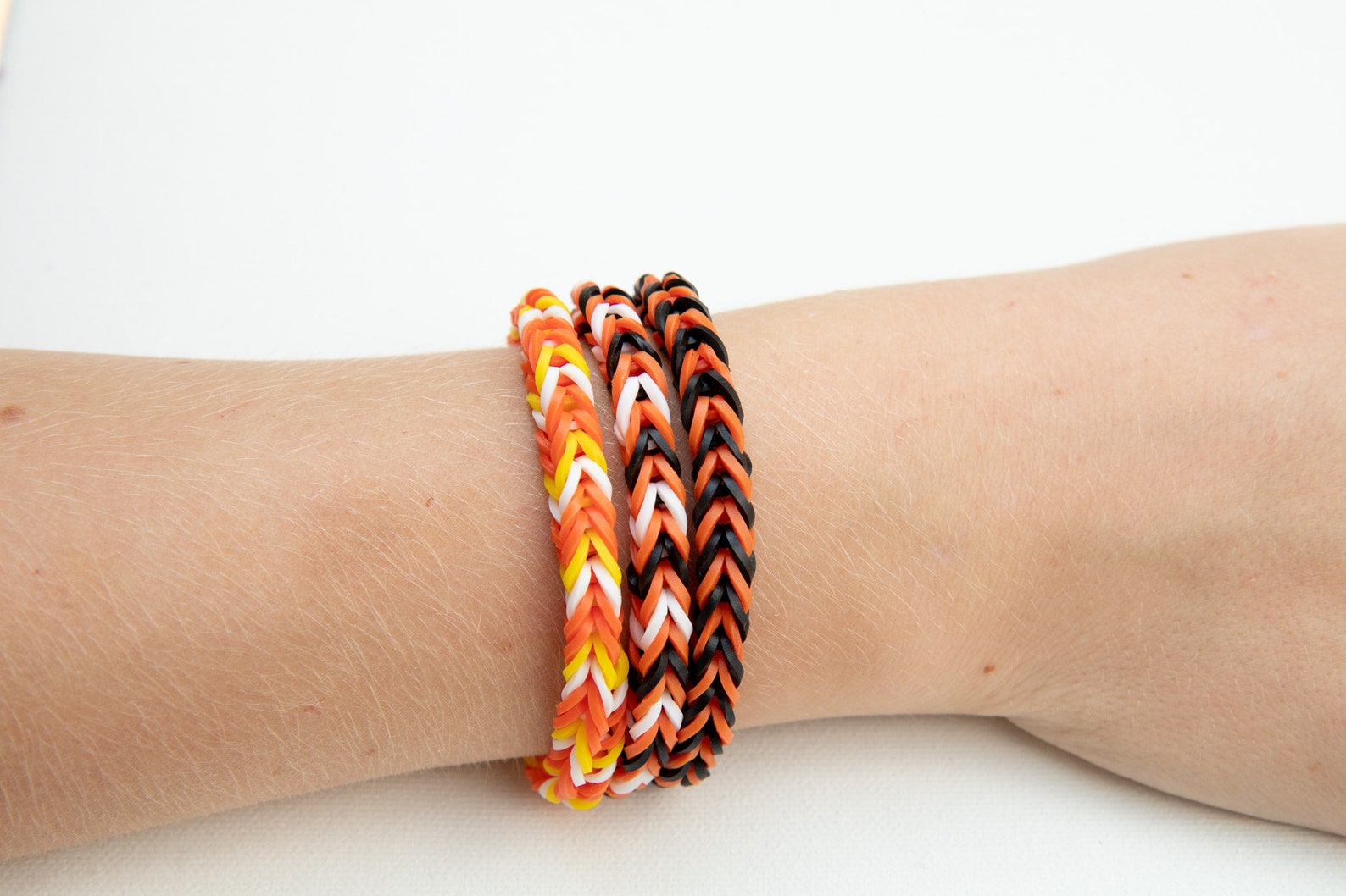 Halloween Bracelets Set of Three Made With Loom Rubber Bands Etsy