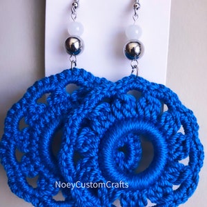 Dangle Crochet Hoop Earrings, Crochet Stainless Steel Hook Earrings.