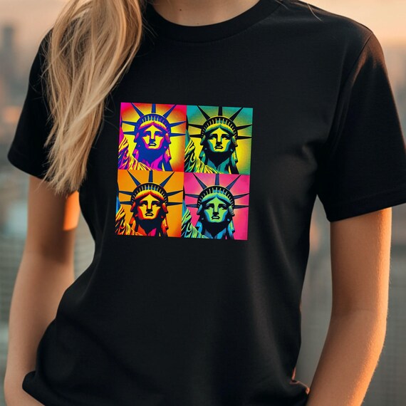 自由の女神グラフィックTシャツ：アンディ・ウォーホル風ポップアートT 