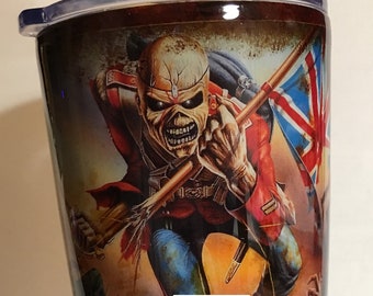 Iron Maiden Custom Tumbler / Eddie / The Trooper / British Flag / Custom Tumbler / Heavy Metal Fans / Gift for Him / Gift for Her