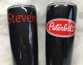 Custom Designed Peterbilt Tumbler / Gift for Him /  Dad Gift / Tractor Trailer Driver Gift / Long Haul Driver Gift / Gift for Her