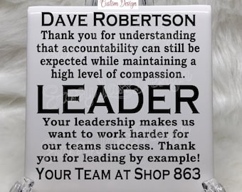 6x6 Thin Tile Plaque Bosses Day gift Boss Day Gift Retirement Gift Office Art Decor Great Mentor True Leader Present from Group of Coworkers