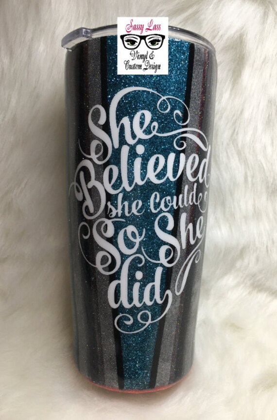 She Believed She Could, So She Did Personalized Tumbler / Serape Design / Gift for Her / Inspirational Gift / Bestfriend Gift / Stripes