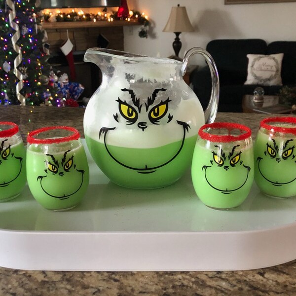 Grinch Pitcher Set Etsy