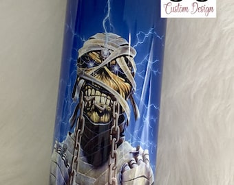 Iron Maiden Vintage Designed Custom Tumbler / Music Lover Gift / Irons Up / 80's Gift / Eddie / Gift for Him / Gift for Her / Personalized