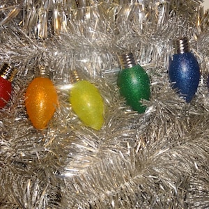 Glitter Glass Light Bulb Ornaments Set of 6 (More Color Options Available)
