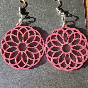 Hand Painted Wooden Mandala Earrings
