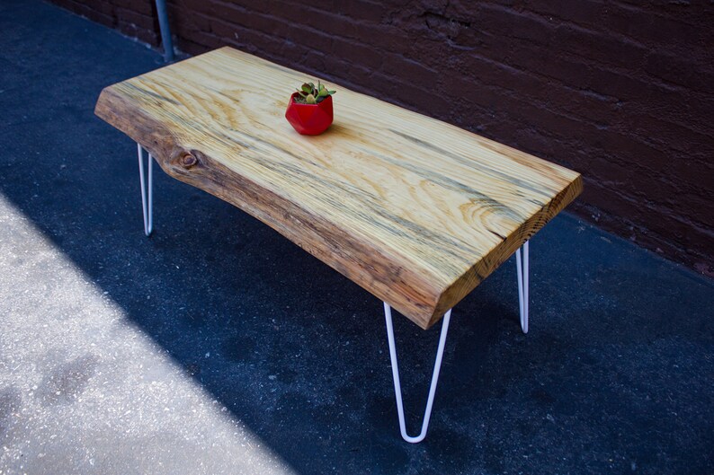 Live Edge Pine Bench/Coffee Table White SOLD Etsy