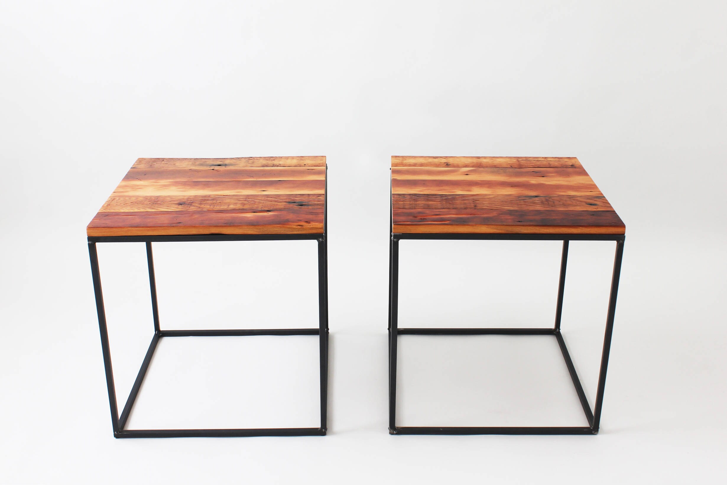 Reclaimed Wood Side Tables Modern end tables Steel and wood Etsy