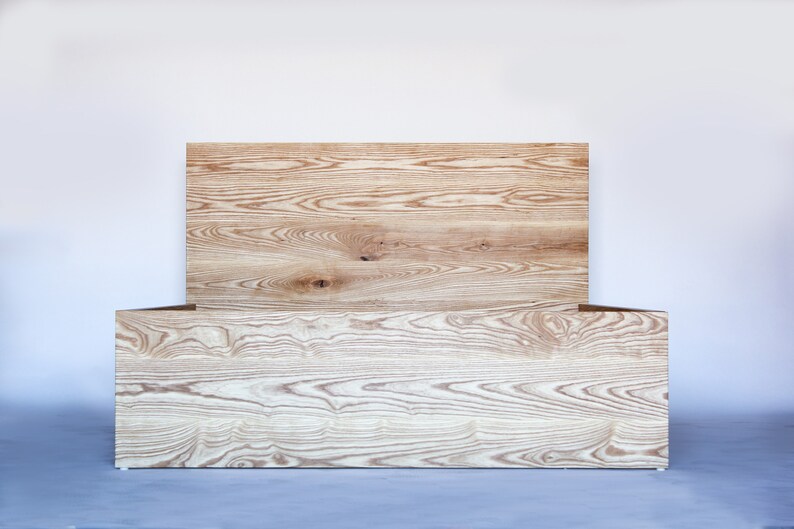 Modern solid wood bed frame, customizable bed, handmade head board. immagine 9