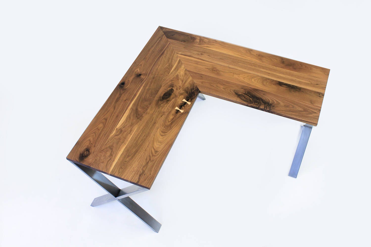 Custom L Shaped Desk Walnut Wood