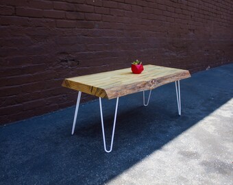 Live Edge Pine Bench/Coffee Table White *SOLD*