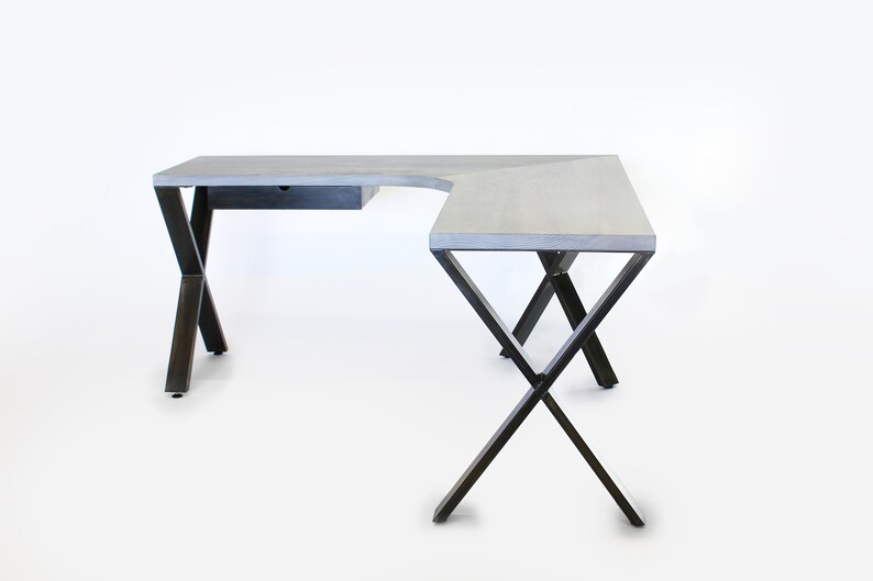 Custom L Desk Curved Inner Corner Writing Home Office