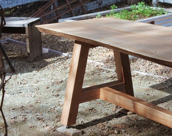 Live Edge Dining Table, Natural Edge, Farmhouse Table, A-frame table