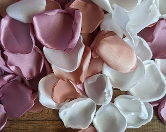 Mauve ivory rose gold rose petals for wedding decoration, autumn floral confetti for cones bags boxes, bridal shower decor for table toss