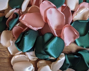 Emerald rose gold champagne custom rose petals for wedding and bridal shower decor, aisle runner table decoration, flower girl accessories