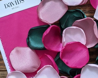 Begonia or fuchsia dusty rose emerald green rose petals for bridal shower decor, wedding flowers for baskets and aisle runner, cake decor