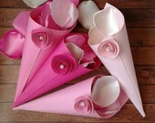 Petal cones paper confetti cones wedding cones for rose petals toss bridal shower favor baby shower custom aisle runner pew church decor.