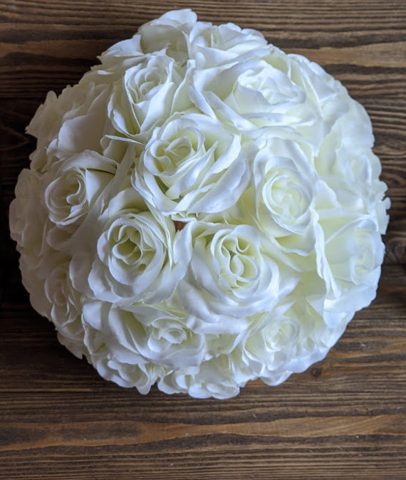 Ivory silk roses kissing balls flower wedding table centerpieces pomander hanging decorations floral supplies aisle runner bridal shower. Il_570xn