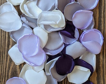 Lavender plum silver mix of rose petals for wedding aisle runner decor, flower girl petals for baskets, ceremony and reception decorations