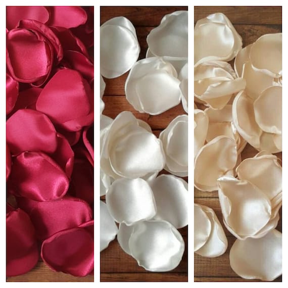 Wedding decorations, wedding decor, burgundy, ivory, champagne rose petals, floral centerpieces, bridal shower, fall wedding, flower girl Il_570xn