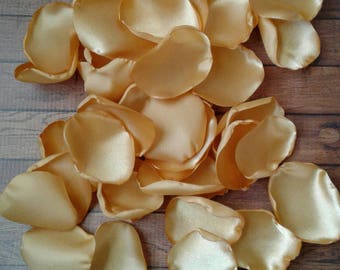 Gold brunch bridal shower and wedding decor, artificial rose petals for table scatter, flower girl confetti for baskets, simple centerpieces