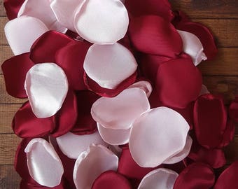 Cranberry and blush pink custom mixture of flower girl rose petals for baskets, fall bridal shower proposal, reusable alternative confetti