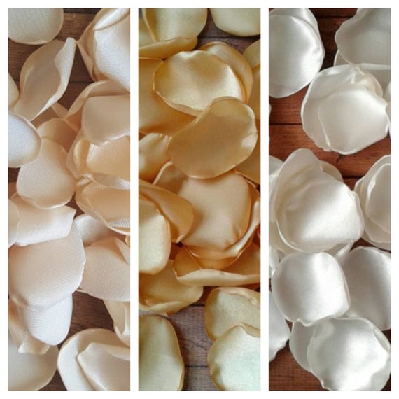 Cream and gold wedding decor, table decorations, cake table decor, aisle runner, flower girl petals, wedding flowers, rose petals bulk toss Il_570xn