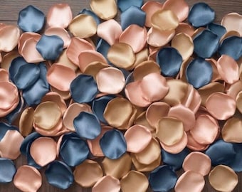 Dusty Blue Blush Champagne Rose Petals - Coastal Romantic Wedding Table Scatter, Pastel Spring Summer Decor, Flower Girl Confetti