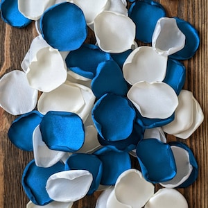 Teal Cream Ivory Satin Rose Petals: Wedding Decor, Confetti Toss