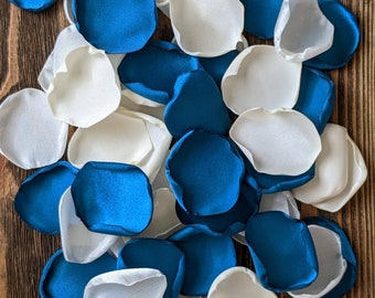 Teal cream ivory mix rose petals for fall arch wedding decor, flower girl accessories, cake decorations, simple centerpieces, confetti toss