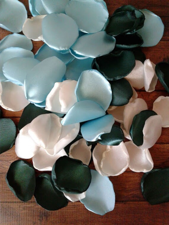 Aqua Rose Petals Hunter Green Rose Petals Ivory Rose Petals