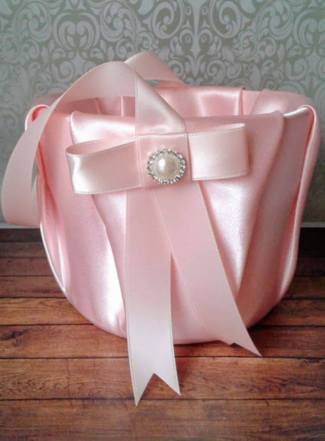 Blush Flower Girl Petal Basket, Blush Pink Flower Girl Basket,flower