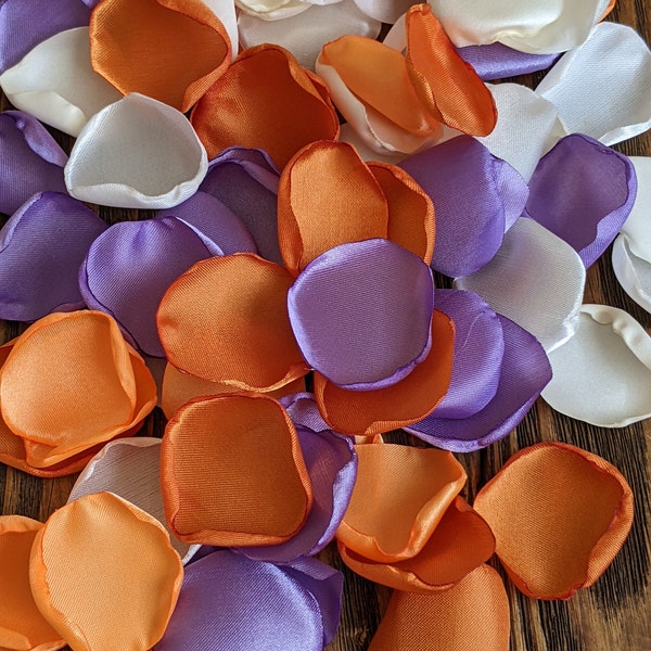 Fall burnt orange and lilac alternative floral confetti for bridal shower or wedding decor- fabric flower petals for flower girl baskets