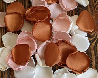 Copper blush mix of rose petals bulk for wedding decoration, bridal shower decor, rustic flower girl supplies for baskets, aisle border toss