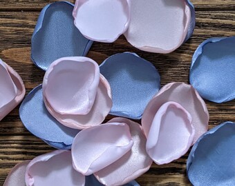 Dusty Blue & Pink Satin Rose Petals: Wedding Confetti