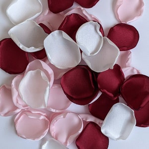 Pastel pink burgundy ivory custom rose petals for wedding decor and centerpieces-rustic bridal shower confetti-flowers for flower girl toss