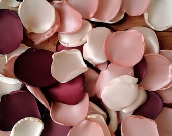 Burgundy champagne mix of rose petals for vintage wedding decor, bridal shower decor, flowers for flower girl basket, cake decor confetti