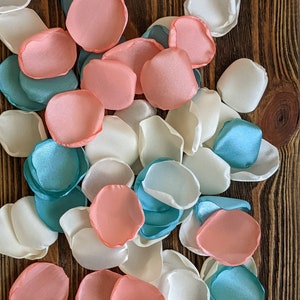Corail tropical ou plage personnalisé pétales de rose pour décoration de mariage et coureur d'allée, pétales de fille de fleur pour paniers pétales de mariage