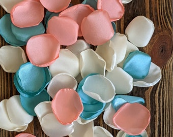 Coral tropical or beach custom rose petals for wedding decor and aisle runner, flower girl petals for baskets scatter petals wedding toss