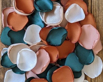 Wedding minimal centerpieces, terracotta emerald mix of rose petals for custom wedding décor, bridal shower decorations, flower girl petals