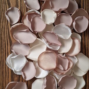 Tan and ivory wedding flower petals for neutral table decor, rustic farmhouse  flower girl petals for baskets, bride tribe gift boxes toss