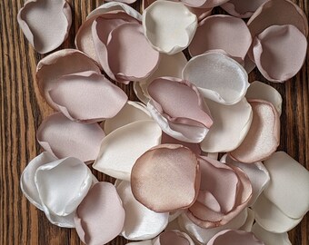Tan and ivory wedding flower petals for neutral table decor, rustic farmhouse  flower girl petals for baskets, bride tribe gift boxes toss