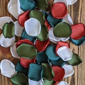 Rust emerald olive mix of rose petals for wedding decoration, simple centerpieces, flowers for flower girl baskets, bridal shower confetti