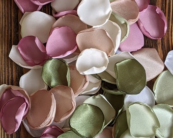 Dusty rose willow sage mix of rose petals for rustic wedding decor, barn bridal shower decor, flower girl petals for baskets, floral toss