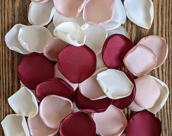 Bridal shower decorations-blush pink burgundy mix of rose petals-rustic wedding centerpieces-flower girl accessories for baskets-confetti