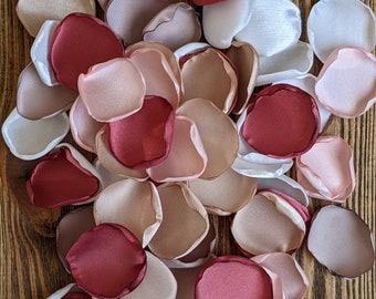 Cinnamon rose taupe champagne blush mix of rose petals for rustic barn wedding decor, flower girl flowers for basket, cake toss or scatter