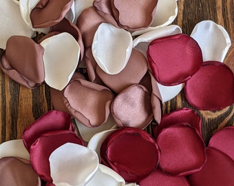Wedding decor, Burgundy antique rose gold rose petals, fall bridal shower decorations, flower girl accessories, floral confetti to toss