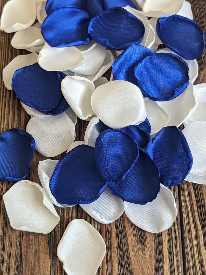 Royal blue cream and ivory mix of rose petals for wedding table decor-flowers for bridal shower and centerpieces toss-flower girl confetti image 3