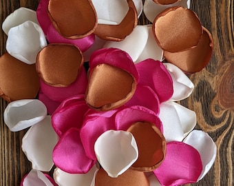 Copper fuchsia mix of rose petals bulk for wedding decor, fall aisle runner decor, Indian bridal decor, modern bohemian flower girl toss